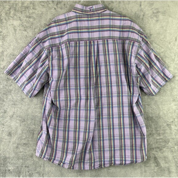 Wrangler Jean 20X Men's XL Purple Short Sleeve Plaid Shirt Button Down Preppy - Picture 2 of 9